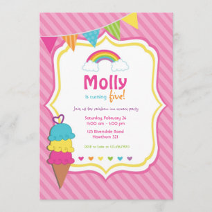 Rainbow Invitation / Ice Cream Invitation