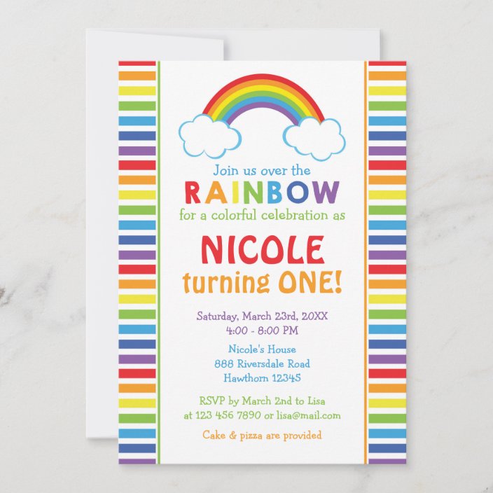 Rainbow Invitation / Rainbow Party Invite Zazzle.co.uk