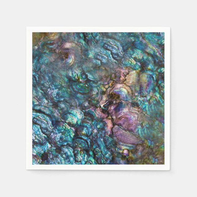 Rainbow Iridescent Abalone Beach Sea Shell Napkin (Front)