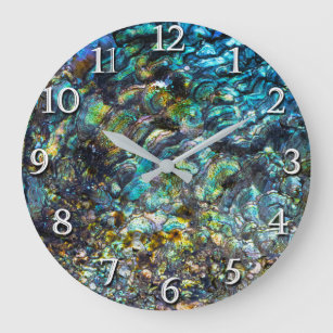 Rainbow Iridescent Abalone Sea Shell Large Clock