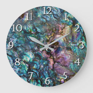 Rainbow Iridescent Abalone Sea Shell Large Clock