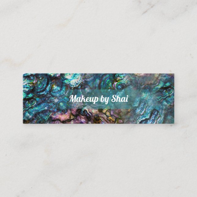 Rainbow Iridescent Abalone Sea Shell Mini Business Card (Front)