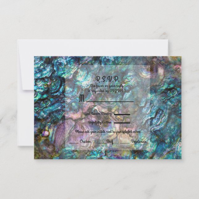 Rainbow Iridescent Abalone Sea Shell RSVP reply (Front)