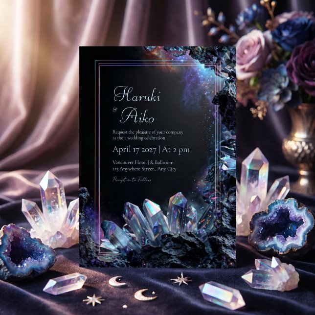 Rainbow Iridescent Crystal Cosmic Nebula Frame Invitation (Creator Uploaded)