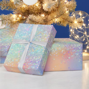 Rainbow Iridescent Foil and Holographic Glitter Wrapping Paper