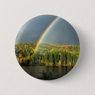 rainbow irish luck lucky nature sky water trees 6 cm round badge