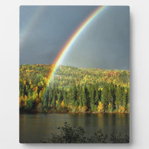 rainbow irish luck lucky nature sky water trees plaque
