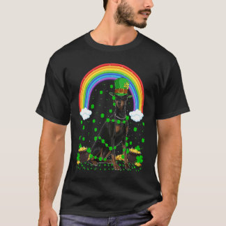 Rainbow Irish Shamrock Doberman Dog St Patrick's D T-Shirt