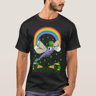 Rainbow Irish Shamrock Dragonfly St Patrick's Day T-Shirt