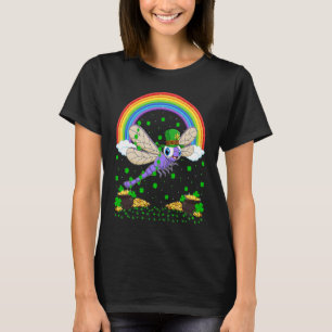 Rainbow Irish Shamrock Dragonfly St Patrick's Day T-Shirt
