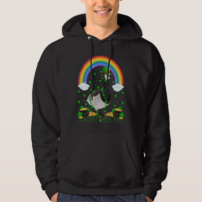 Rainbow Irish Shamrock Goose Bird St Patrick's Day Hoodie (Front)