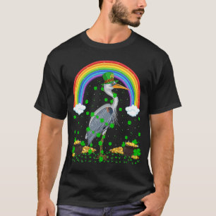 Rainbow Irish Shamrock Heron Bird St Patrick's Day T-Shirt