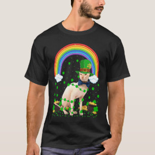 Rainbow Irish Shamrock Sphynx Cat St Patrick's Day T-Shirt