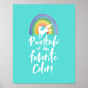 Rainbow Is My Favourite Colour Leaping Fox Rainbow Poster