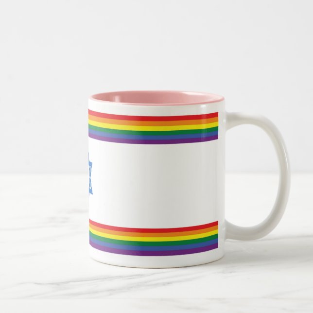 Rainbow Israel Pride Flag Small Two-Tone Coffee Mug (Right)