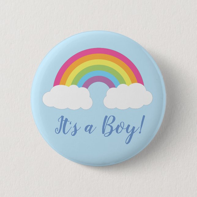Rainbow It's a Boy Baby Shower Button (Front)