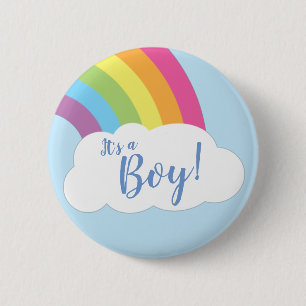 Rainbow It's a Boy Baby Shower Button