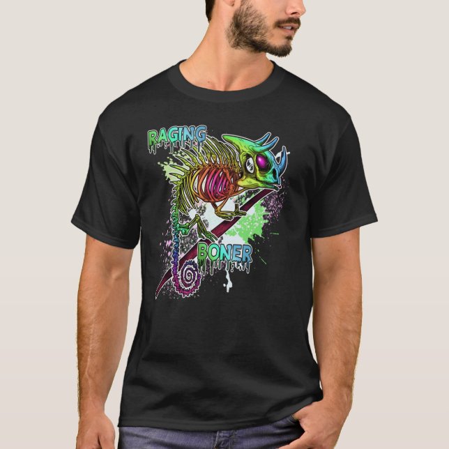 Rainbow Jackson's Chameleon Skeleton Raging T-Shirt (Front)