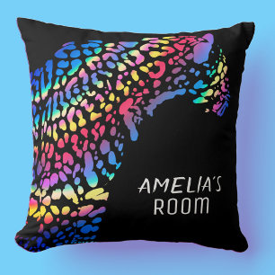 Rainbow Jaguar Kids Monogram Bedroom Cushion