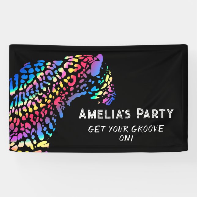  Rainbow Jaguar Personalised Party  Banner (Horizontal)