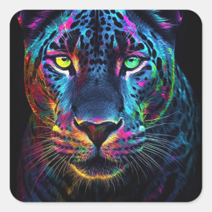 Rainbow Jaguar Square Sticker