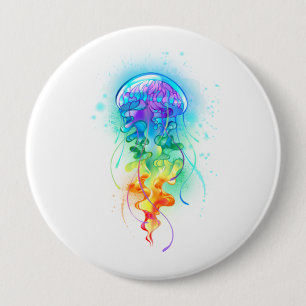 Rainbow jellyfish 10 cm round badge