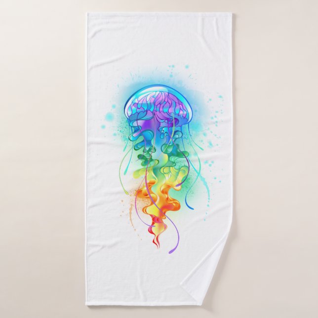 Rainbow jellyfish bath towel (Bath Towel)