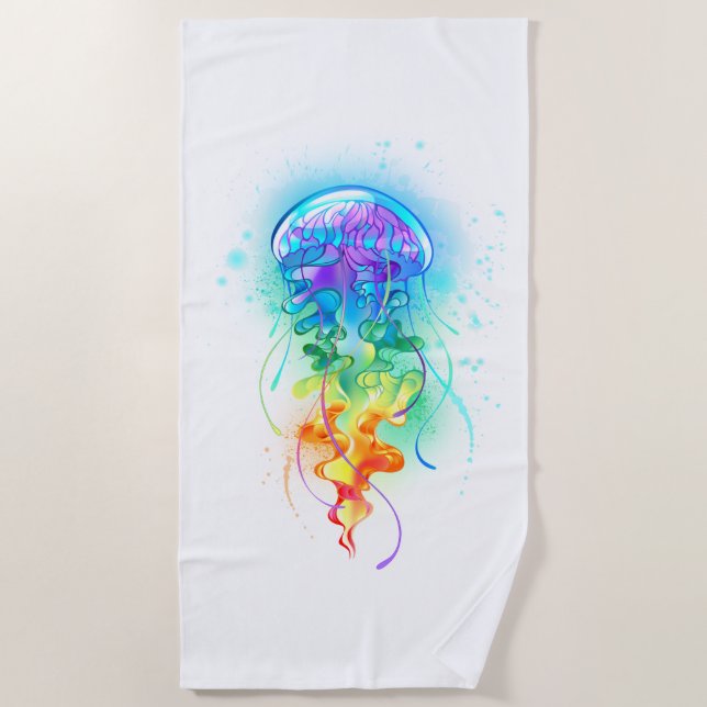 Rainbow jellyfish beach towel (Front)