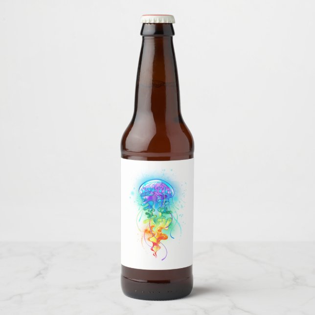 Rainbow jellyfish beer bottle label (Front)