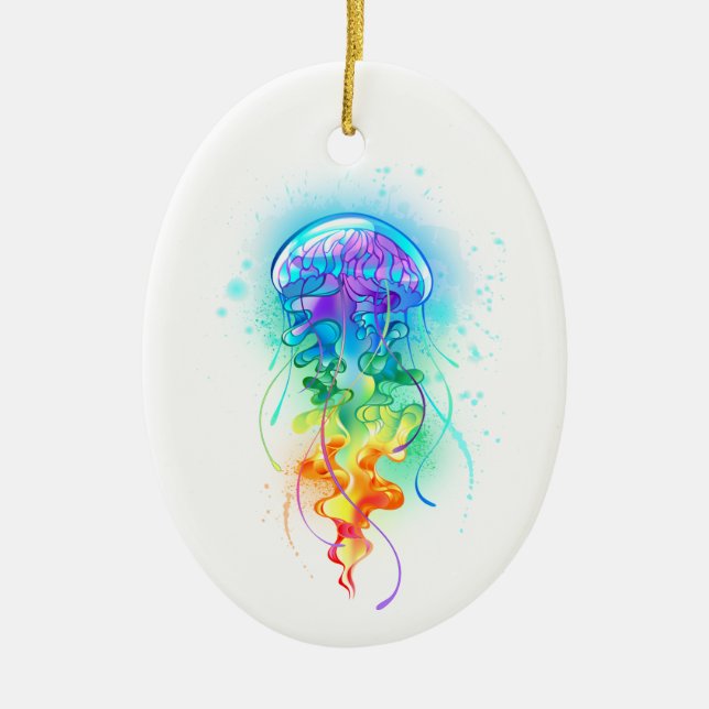 Rainbow jellyfish ceramic tree decoration (Front)