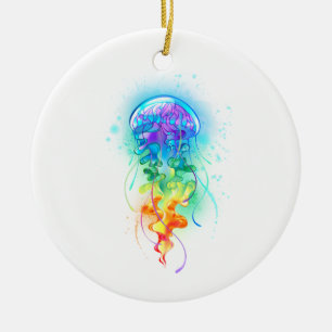 Rainbow jellyfish ceramic tree decoration