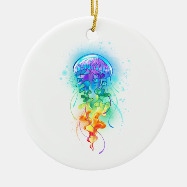 Rainbow jellyfish ceramic tree decoration (Front)