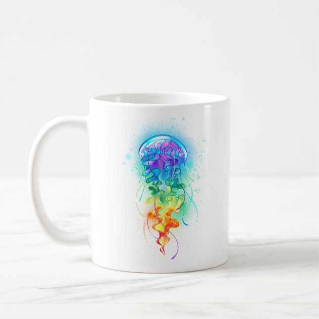 Rainbow jellyfish coffee mug (Left)