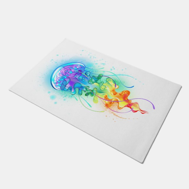 Rainbow jellyfish doormat (Angled)