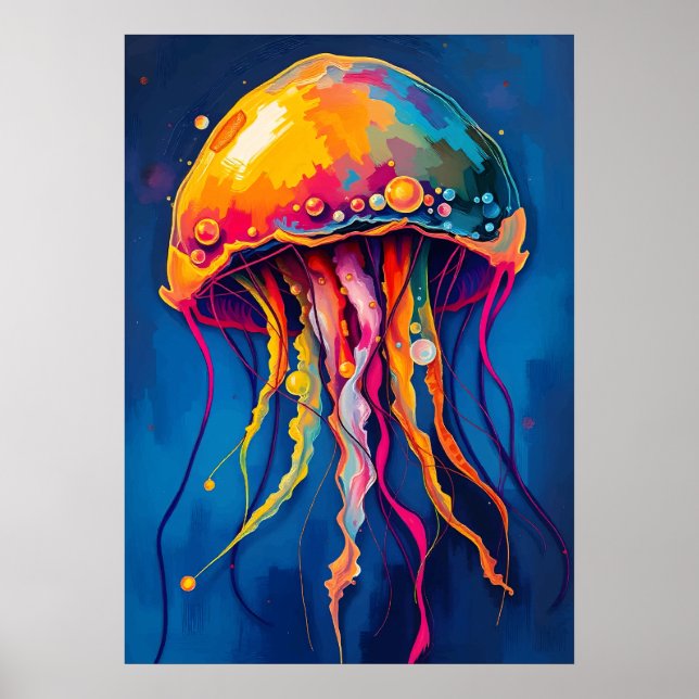 Rainbow Jellyfish Dream – Psychedelic Ocean Glow Poster (Front)