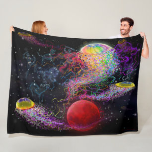Rainbow Jellyfish Fleece Blanket