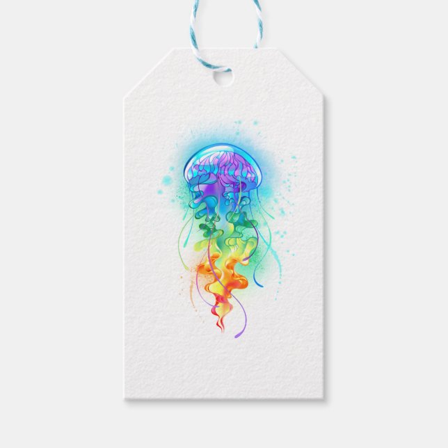 Rainbow jellyfish gift tags (Front)