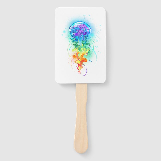 Rainbow jellyfish hand fan (Front)