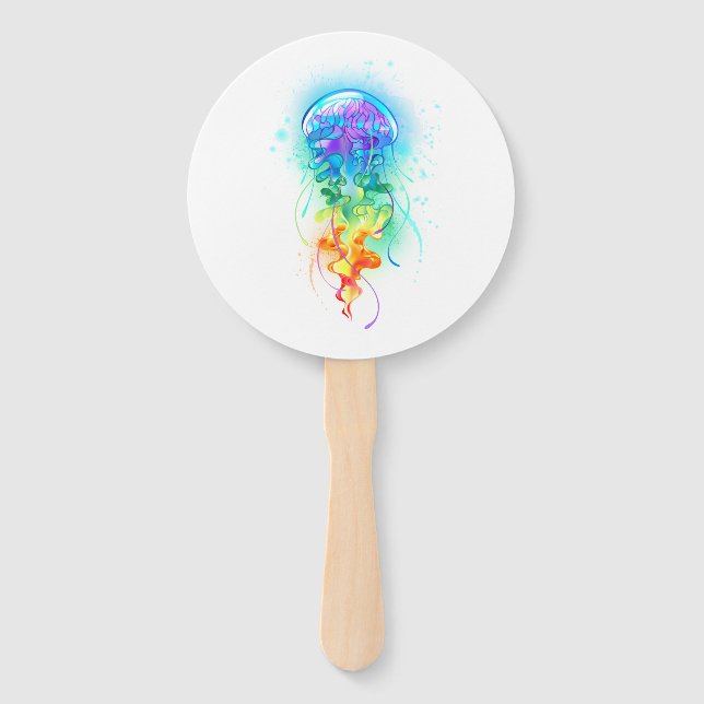 Rainbow jellyfish hand fan (Front)