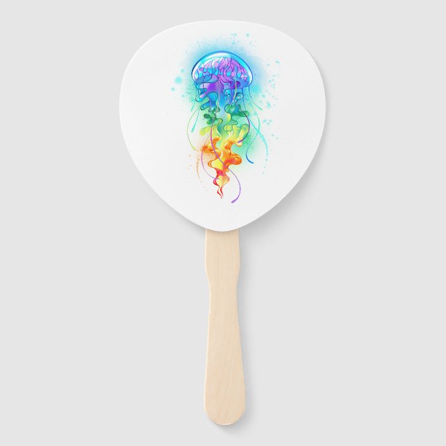 Rainbow jellyfish hand fan (Front)