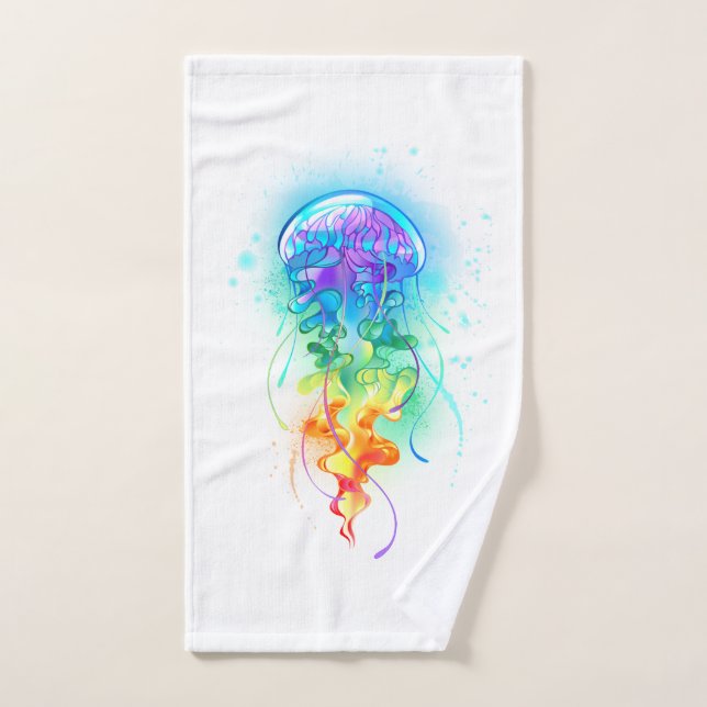 Rainbow jellyfish hand towel (Hand Towel)