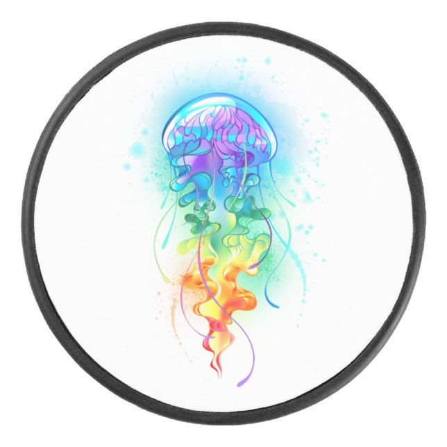 Rainbow jellyfish hockey puck (Front)