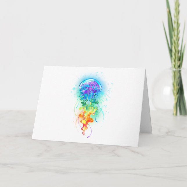 Rainbow jellyfish holiday card (Front)
