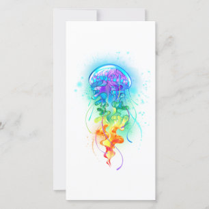 Rainbow jellyfish holiday card