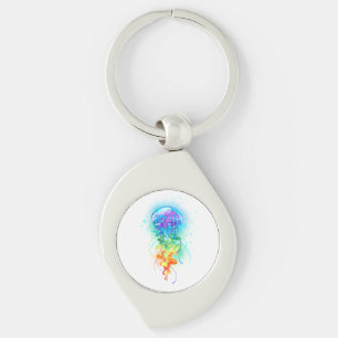 Rainbow jellyfish key ring