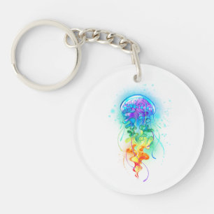 Rainbow jellyfish key ring