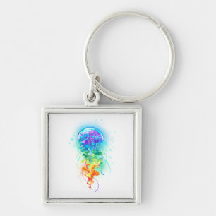 Rainbow jellyfish key ring