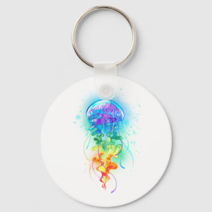 Rainbow jellyfish key ring