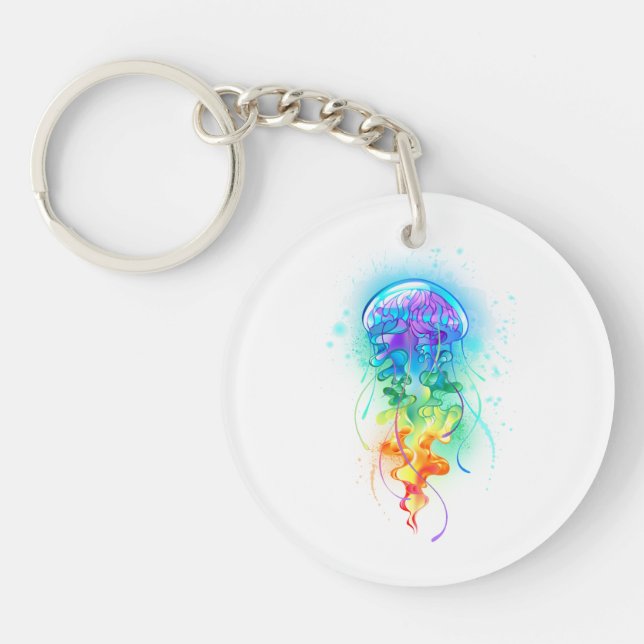 Rainbow jellyfish key ring (Front)