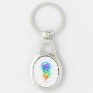Rainbow jellyfish key ring